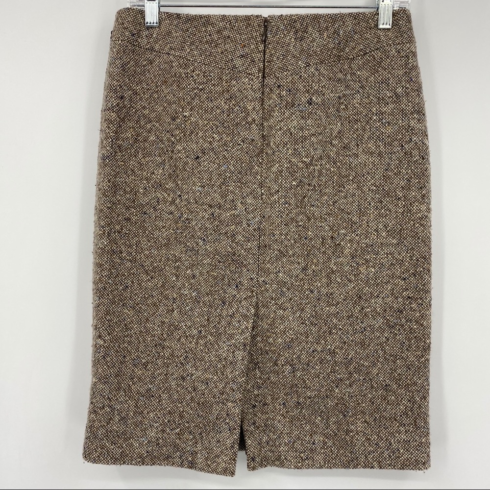 J.Crew Brown Taupe Wool Tweed Pencil Skirt 4 - Picture 2 of 8